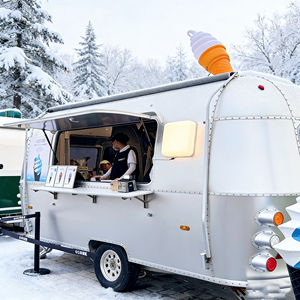 รถเข็นอาหารพับได้ ประหยัดพื้นที่ ระดับเชิงพาณิชย์ พร้อมพื้นที่เก็บของเพิ่มเติม สำหรับร้านกาแฟและธุรกิจขายของเคลื่อนที่กลางแจ้ง - Product Image 3