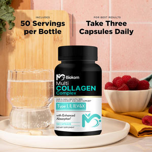 Biokom Étiquette Personnalisée Capsule de Collagène de Poisson Multi Bovin avec Type <span class=keywords><strong>L</strong></span>, <span class=keywords><strong>Ll</strong></span>, <span class=keywords><strong>Lll</strong></span>,V & X pour la Croissance des Cheveux, de la Peau des Ongles et Soutien des Articulations - Product Image 3
