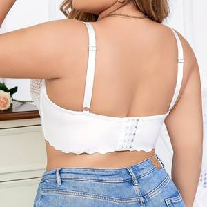 Sujetador de <span class=keywords><strong>talla</strong></span> grande sin costuras de encaje francés de verano para mujer, correa ajustable, diseño acolchado fino sólido, estilo Sexy para Bustos más grandes - Product Image 2