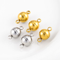 Fermoirs magnétiques sphériques ronds étanches plaqués or PVD 18 carats de 8 mm et 10 mm pour la fabrication de colliers et bracelets DIY