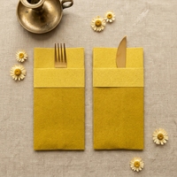 Serviette de table jetable en Airlaid effet lin avec pochette à couverts, pour hôtels, mariages et traiteurs