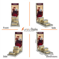Support d'affichage de comptoir en métal sur mesure SUNYU avec rehausseur en bois, support d'affichage à 3 niveaux pour produits de parfumerie et de soin de la peau