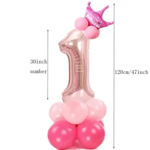 Children Number Decorate Foil Helium 16インチBalloon 1 2 3 4 5 6 7 8 9 Rose Gold Digital Ballon Wedding Decoration Birthday Party