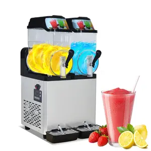 2 tanques personalizar Slushy Maker hielo cachorro bebida congelada nieve derretir jugo de fruta cóctel máquina de aguanieve comercial