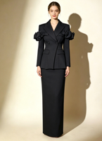 Robe droite à manches longues avec volants, vêtements décontractés pour femmes, polyester, broderie 3D
