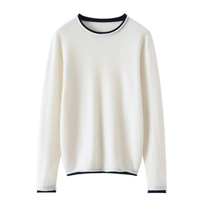 Suéter de Cachemira de dos piezas falso con <span class=keywords><strong>cuello</strong></span> redondo y puños enrollados de Cachemira pura para <span class=keywords><strong>mujer</strong></span> - Product Image 2
