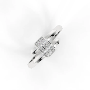 Bague Danta Gems Pivot Band contemporaine à double structure en argent sterling plaqué or blanc 18 carats avec accent de diamant de laboratoire créé - Product Image 5