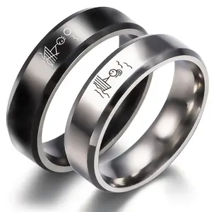6MM new popular couple ring fashion custom engraving stainless steel rings for men and women jewelry
