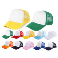 Casquette de baseball promotionnelle vierge à 5 panneaux pour adulte avec logo personnalisé, casquette de camionneur en maille polyester pour sublimation