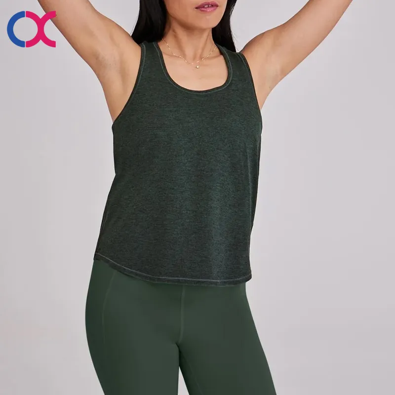 Fashion recycled heavyweight jersey yoga tank top sweat wicking workout tank top for women