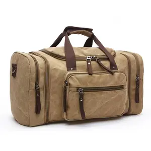 In Stock Heavy duty Canvas Custom Canvas Gym Weekender Travel Bag Large Sports Duffle Bag