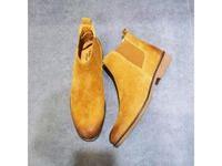 Bottes Chelsea classiques en cuir de vachette souple pour homme, style automne/hiver, hauteur cheville, antidérapantes, à enfiler