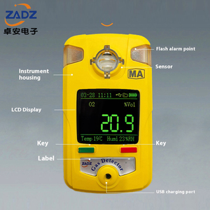 Dispositif de sécurité du gaz à alimentation directe, testeur de gaz, détecteur de gaz unique EX O2 CO H2S H2 NO NO2 SO2 NH3 CL2 O3 HCL CO2 PH3 - Product Image 2