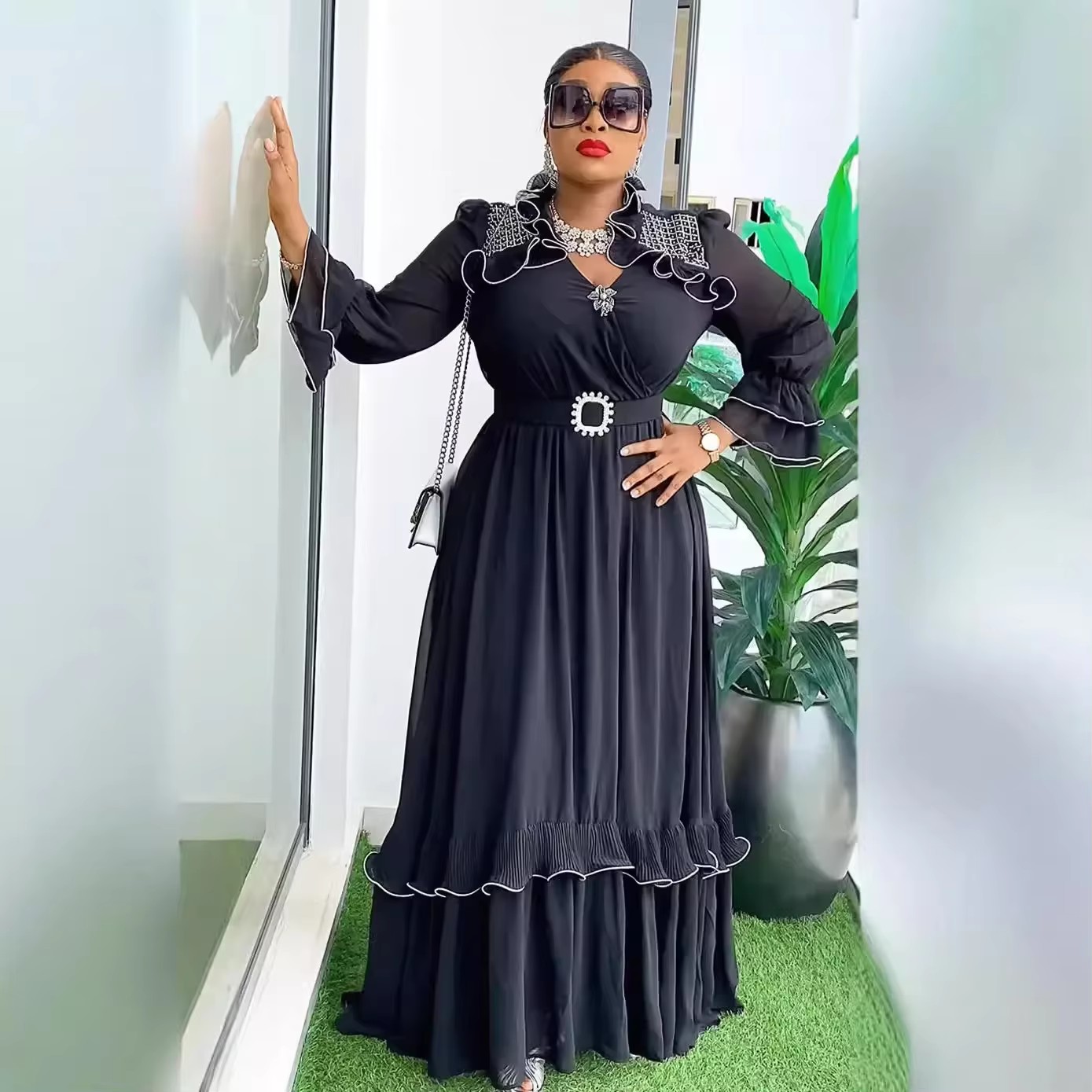 ankara black dresses Strapless Black and White ankara dress main image 0