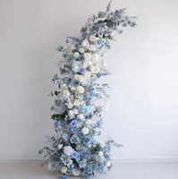 Arche de mariage de luxe faite à la main en soie bleu poussière avec fleurs, qualité supérieure, magnifique arche de mariage avec roses
