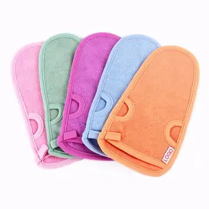 Natural Brown Factory Plant Fibres Cleaning Tools Nylon Bath Double Sided deep Pink Body Exfoliator Mitt