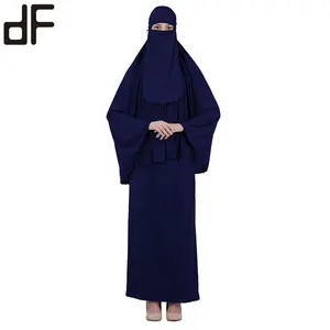 Grosir biru laut niqab-Plus Ukuran Etnis Tucumán Musulmana Niqab Burqa Khimar Abaya Jilbab Hijab Mukena Telekung Biru Doa Pakaian untuk Wanita