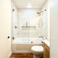 Kabin Shower Kaca Tempered 8mm Tanpa Bingkai Ukuran Khusus Modern dengan Engsel Pintu untuk Proyek Kamar Mandi Hotel