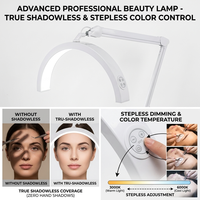 Nouvelle Lampe LED Professionnelle Demi-Lune à Luminosité Réglable pour Salons de Beauté, Extensions de Cils et Soins du Visage