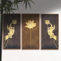 Tableau mural en film cristallin, Peinture de papillons, Lotus zen, Main de Bouddha, Cadre en métal et porcelaine, Finition haute brillance, Nature morte, Botanique, Commercial