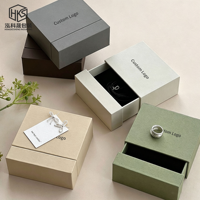 Boîte à bijoux en carton rigide avec tiroir pour bagues, boucles d'oreilles, colliers, boîte à bijoux en carton avec tiroir coulissant, logo personnalisé