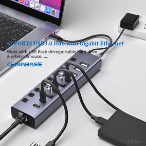 Hub <span class=keywords><strong>USB</strong></span> alimenté 3.0 10 ports <span class=keywords><strong>USB</strong></span> 3.0 Ports de transfert de données en aluminium durables Ports de charge intelligents avec interrupteurs marche/arrêt individuels - Product Image 3