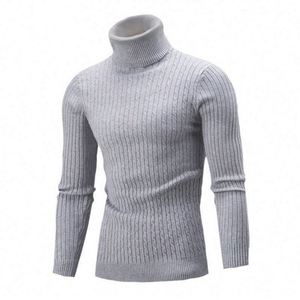 Autumn <b>Men</b> <b>Turtleneck</b> Knitted Quick Dry Nylon/Acrylic Solid Full Sleeve Front Logo Sweater Casual Warm Undershirt Pullover - Product Image 6