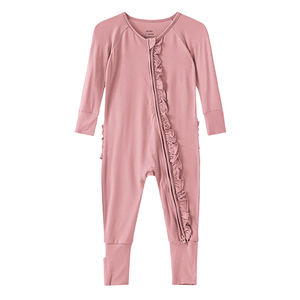 Tessuto personalizzato OEM Bamboo Baby Boys Girls Footless in viscosa di bambù Zippy tute da notte <span class=keywords><strong>tutina</strong></span> un pezzo con volant per 0-2 anni - Product Image 5