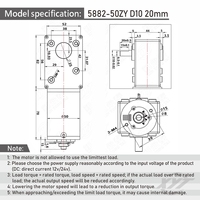 5882-50ZY Encodeur à couple élevé 12V/24V Moteur à courant continu brossé Vitesse réglable 1.5 tr/min ~ 440 tr/min 1.5 tr/min ~ 440 tr/min Aimant permanent à engrenage à vis sans fin