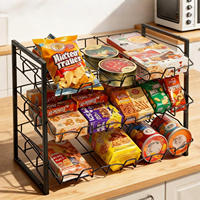 Étagère de présentation en métal sur mesure à 3 niveaux pour bonbons et snacks, montage facile, support réglable pour sachets de chips pour magasin