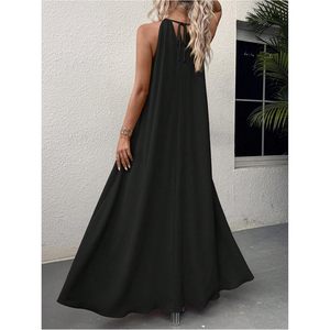 Vestido Maxi de Verano para Mujer, Estilo Halter, Corte A, Fluido, para Vacaciones en la Playa, Cintura Holgada, Tejido Transpirable, Ideal para Resort o Crucero - Product Image 2