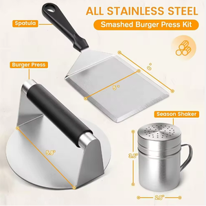 Set di Utensili <span class=keywords><strong>per</strong></span> Barbecue in Acciaio Inox, 3 Pezzi con Manico in Plastica, Antiaderenti e Durevoli, <span class=keywords><strong>per</strong></span> Pressare <span class=keywords><strong>Hamburger</strong></span> e <span class=keywords><strong>Accessori</strong></span> <span class=keywords><strong>per</strong></span> Griglia - Product Image 3