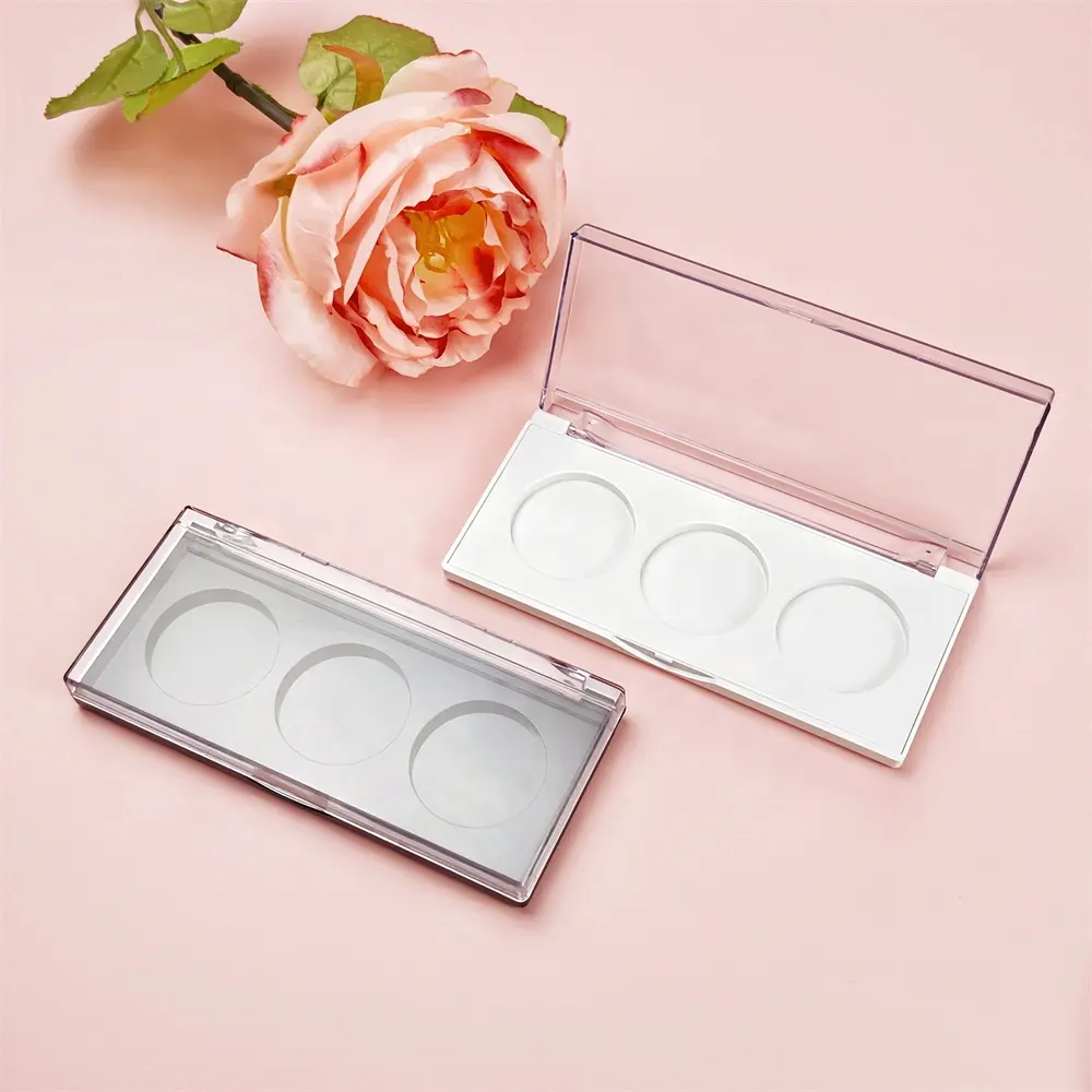 3 Grid Luxury Rectangle Cosmetics Palette Compact Contour Concealer Blush Eye Shadow Reflective ABS Material Magnetic Refillable