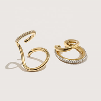 LOZRUNVE 925 Sterling Silber 18k Vergoldet Vermeil Mode Doppel-Ohrklemme Ohrring Schmuckset Minimalistisch