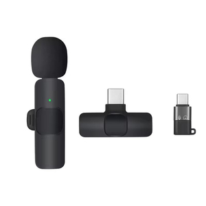Mikrofon Lavalier nirkabel, pengurang kebisingan 3-in-1 Plug Lapel mikrofon nirkabel dasi mikro untuk Vlog bantalan telepon Android - Product Image 2