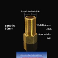 Raccord réducteur femelle droit tout en laiton 1/2 pouce, adaptateur fileté à tête hexagonale pour tuyauterie de plomberie