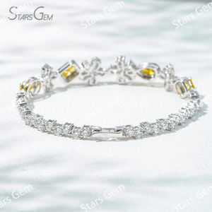 Bracelet tendance en or blanc massif 18 carats avec diamant de laboratoire de forme fantaisie en forme de coussin, bijoux fins unisexes - Product Image 2