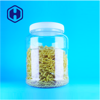 Pot en plastique PET rond à large ouverture de qualité alimentaire avec couvercle à clapet blanc sans BPA, étanche pour bonbons, collations, biscuits, nouilles, aliments pour bébés