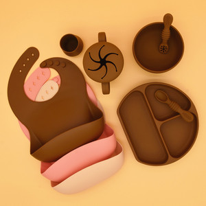 Bộ đồ ăn bằng silicon cho bé bán chạy, dễ vệ sinh, gồm bát ăn, yếm, cốc và thìa dĩa, bạn đồng hành cho bữa ăn của bé - Product Image 5