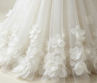 Tissu en organza blanc transparent à fleurs 3D fait main, maille florale stéréo pour robe de mariée, robe de soirée longue