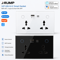 Prise intelligente 147 USB-C PD 20W à charge rapide avec écran tactile, Wi-Fi, Zigbee, étanche, 16A, mesure de la consommation, compatible Alexa pour la maison intelligente
