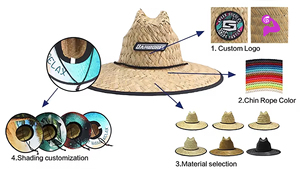 Beach Straw Hat Customized Logo Wholesale Summer Hats Outdoor Men Fishing Surf Lifeguard Beach Sun Straw Hat