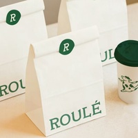 Sacs en papier kraft blanc personnalisés pour café, sacs à emporter pour hamburgers, impression de logo sur les emballages de restauration rapide, sacs à lunch, boulangerie, Bolsa