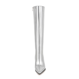 Silver Long <strong>Boots</strong> 2023 Autumn Winter Sexy Pointed Toe Fashion Wedges <strong>Women</strong> Shoes Elegant High Heels Knee High <strong>Boots</strong> Big Size 45 - Product Image 3