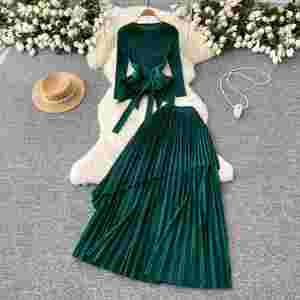 Ensembles décontractés pour femmes : Tunique asymétrique et jupe plissée taille haute – Vêtements américains en gros - Product Image 1