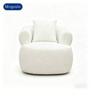 Modern White Teddy Fleece Swivel Accent <b>Chair</b> Comfy <b>Upholstered</b> Single Lounge Sofa <b>Chair</b> with Pillow for Living Room Bedroom - Product Image 6