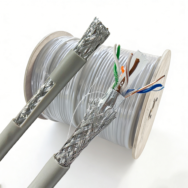 Outdoor Cat6 SFTP Double Shielded Cable 23awg Pure Copper Conductor 1Gbps 10Gbps AI Server Cluster High Speed 305m Spool