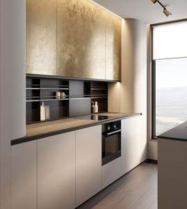 เครื่องครัวสแตนเลสโมดูลาร์อัจฉริยะสีเทาด้านคุณภาพสูงปรับแต่งได้พร้อมรูปทรงประตูเกาะ - Product Image 1