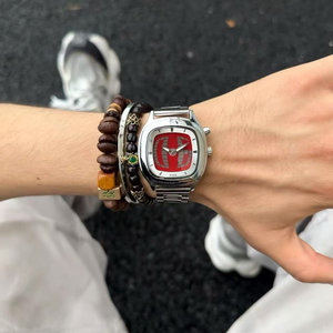 새로운 디지털 디스플레이 레트로 시계 광장 미래 기술 스타일 남성용 시계 다목적 절묘한 틈새 스테인레스 스틸 시계 - Product Image 1