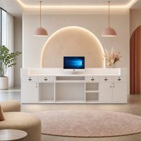 Bureau d'accueil laqué moderne et minimaliste, dimensions personnalisées, pour centre d'éducation préscolaire, parc pour enfants, hall d'entreprise et spa de beauté